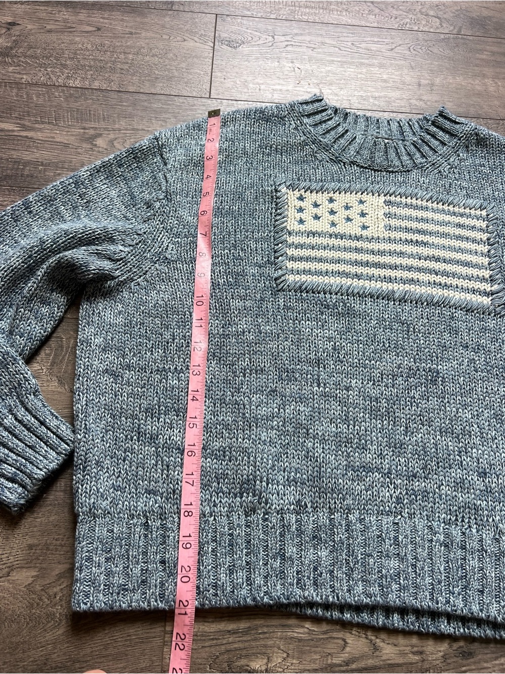 TUCKERNUCK Marled Blue Cotton Americana Flag Sweater - Picture 13 of 15